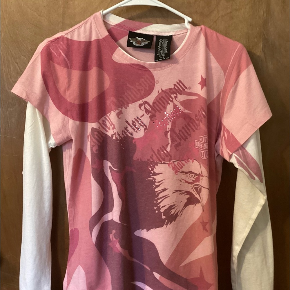 Harley Davidson Pretty-in-Pink size L Biker Shirt for Pretty Girls